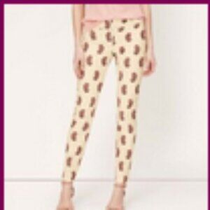 LOFT Marisa Ankle Cream Pink Paisley Pants 8